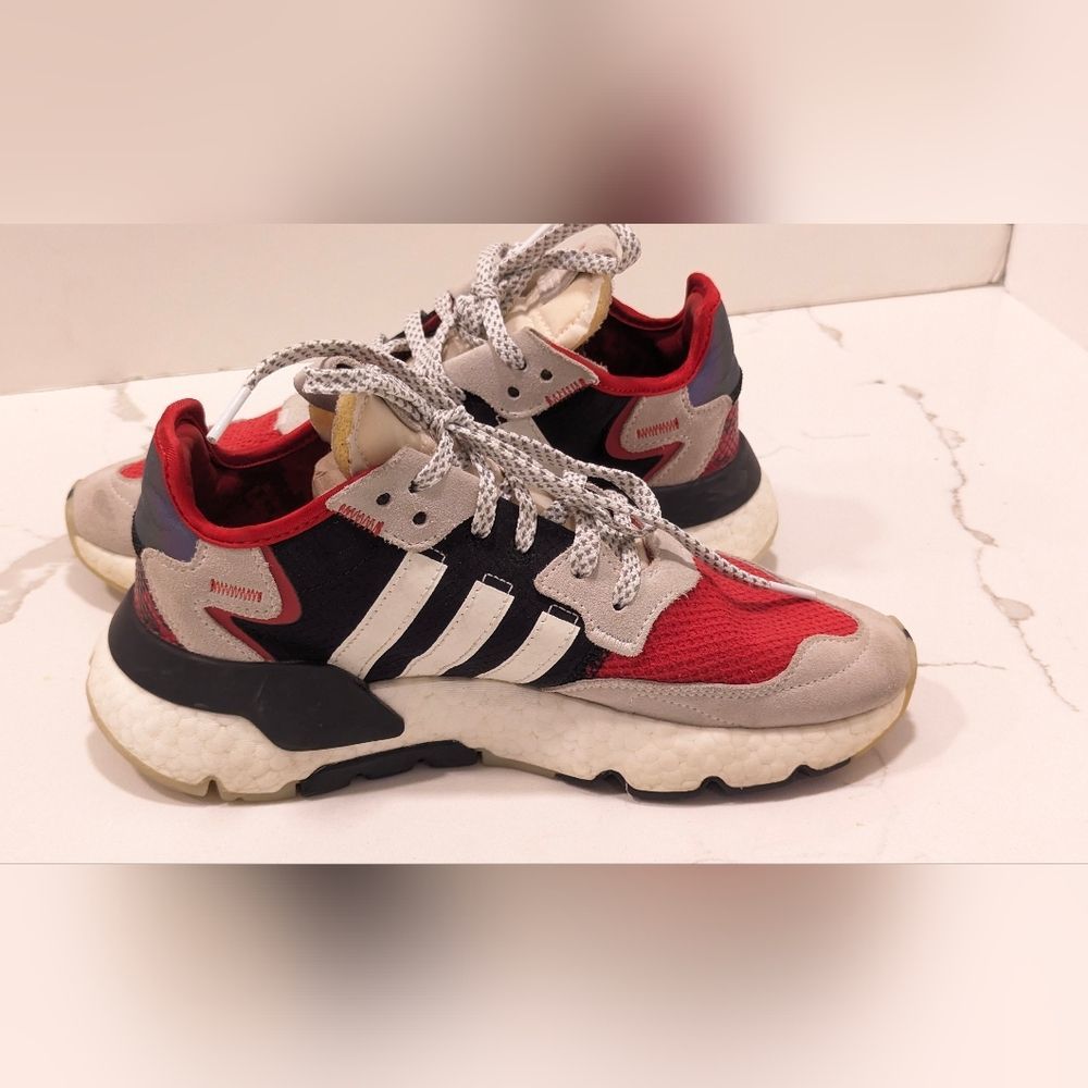 Adidas Nite Jogger running Scarlet Red Core Black White retro sneakers